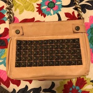 Tylie Malibu cognac leather studded crossbody bag